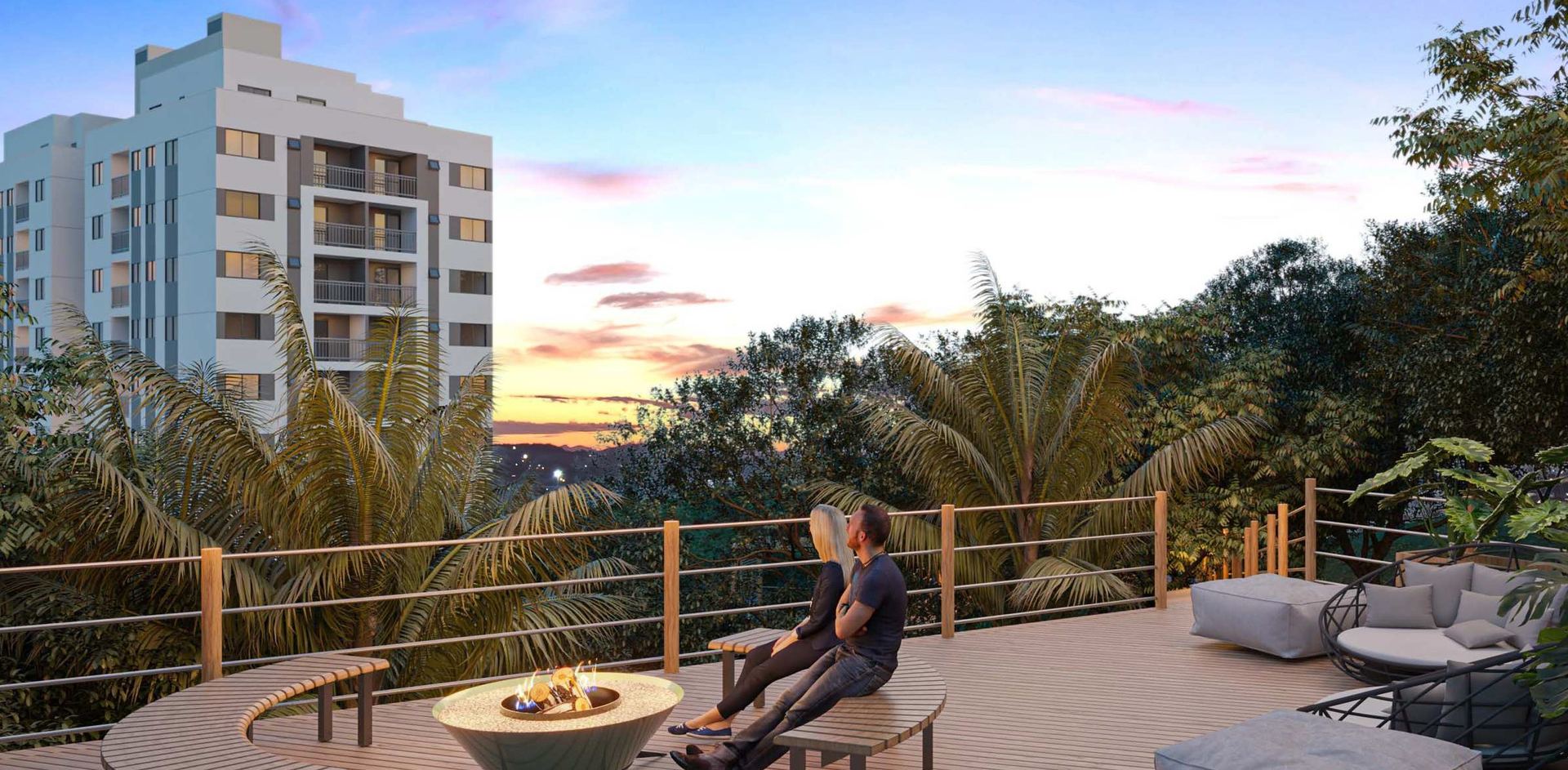 Bosque Residence — fachada e área de lazer no Fonseca, Niterói