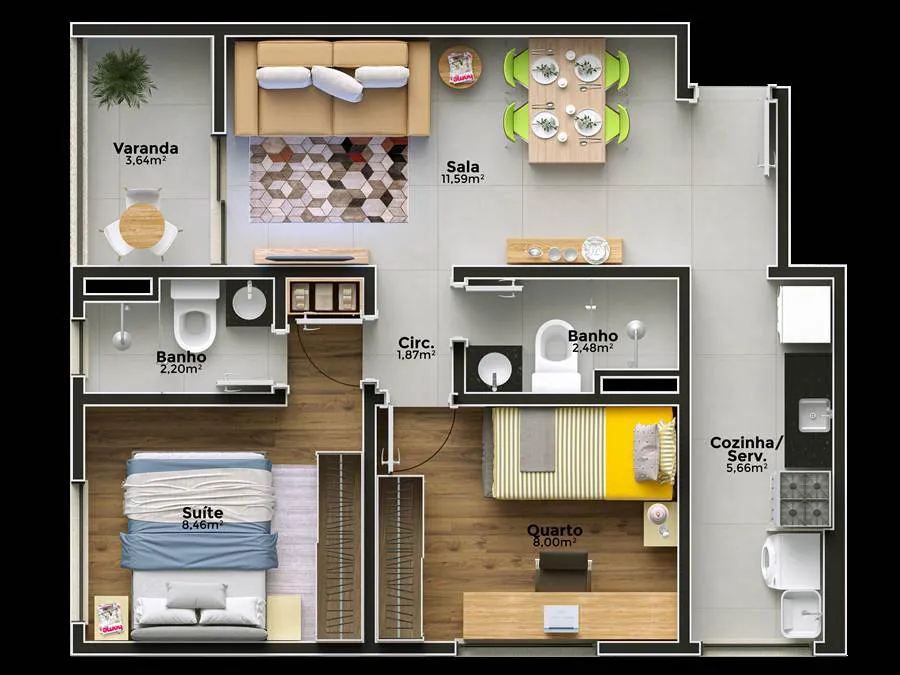 Planta do apartamento Frontal