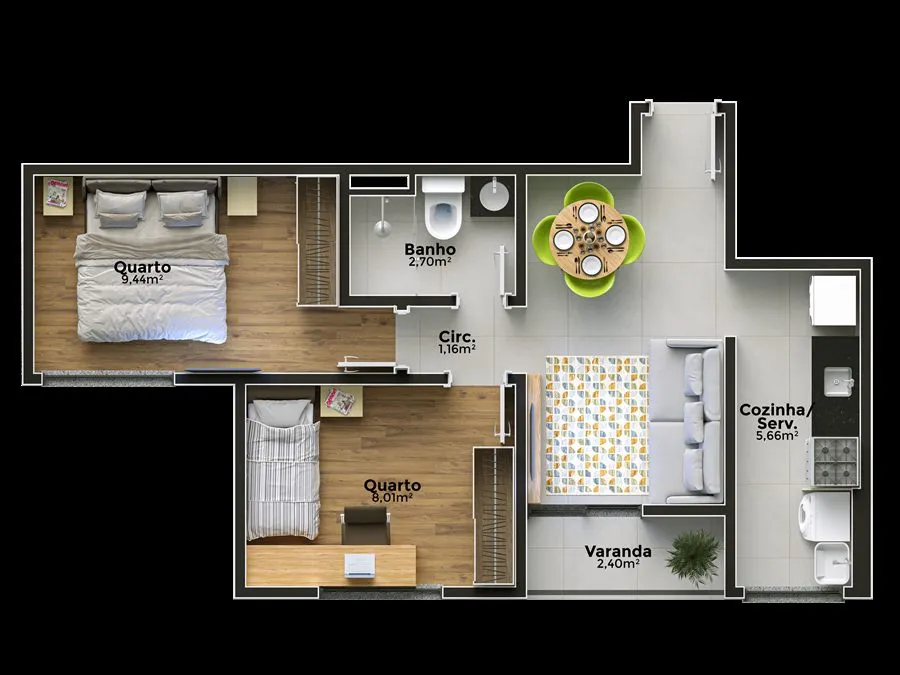 Planta do apartamento Lateral